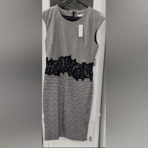 New York & Company Black and White Houndstooth Dress